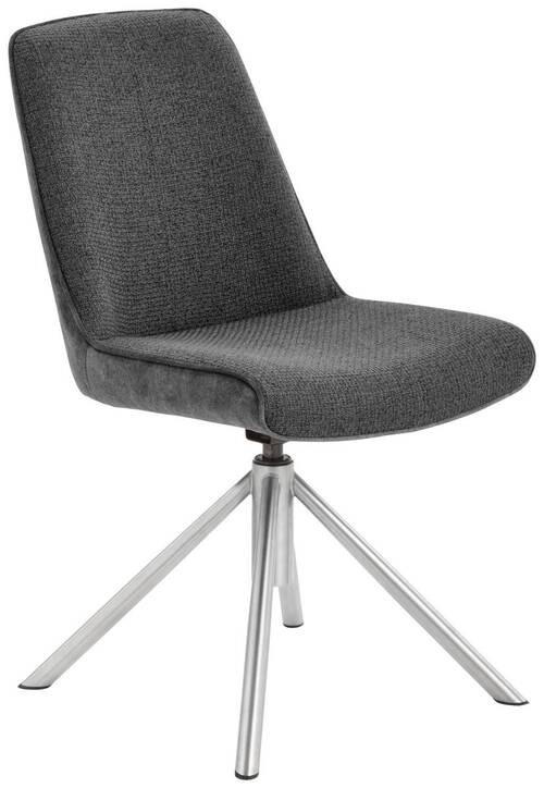STUHL drehbar  in Edelstahl Flachgewebe Metall, Textil  - Edelstahlfarben/Anthrazit, Design, Textil/Metall (49/88/64cm) - Novel