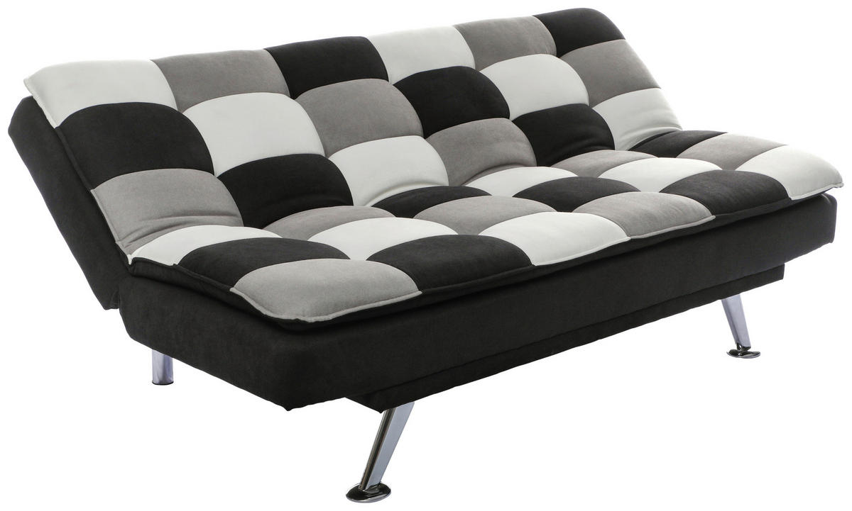 SCHLAFSOFA Samt Creme, Grau, Schwarz  - Silberfarben/Creme, Design, Textil/Metall (182/87/90cm) - P & B