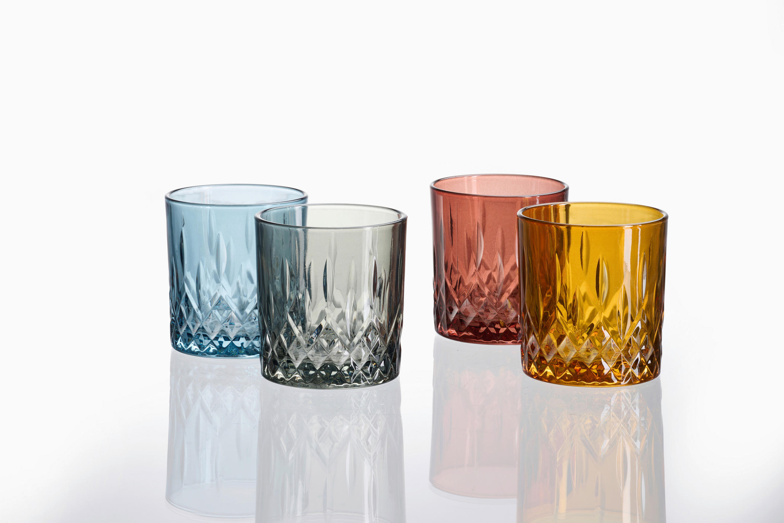WHISKY-GLÄSERSET Catania  4-teilig  - Blau/Gelb, KONVENTIONELL, Glas (21,5/16,5/9,5cm) - Ritzenhoff Breker