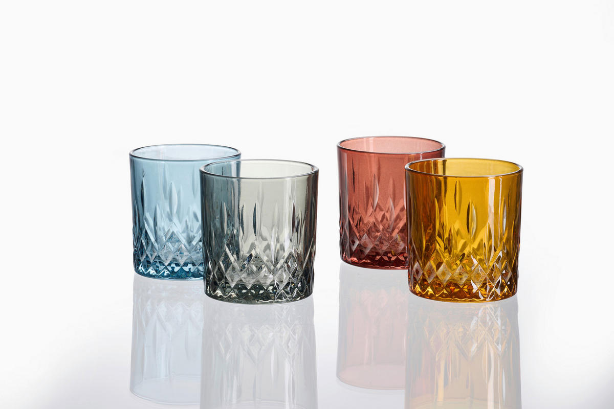 WHISKY-GLÄSERSET Catania  4-teilig  - Blau/Gelb, KONVENTIONELL, Glas (21,5/16,5/9,5cm) - Ritzenhoff Breker