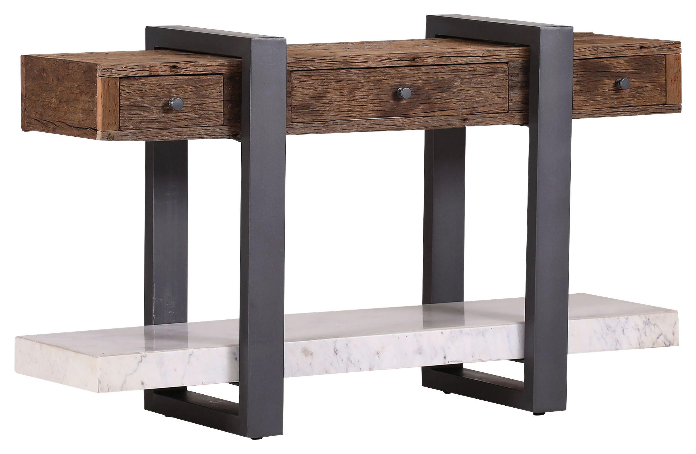 KONSOLENTISCH Recyclingholz massiv Anthrazit, Naturfarben, Weiß, Dunkelbraun  - Anthrazit/Dunkelbraun, LIFESTYLE, Holz/Stein (135/45/79cm) - Landscape