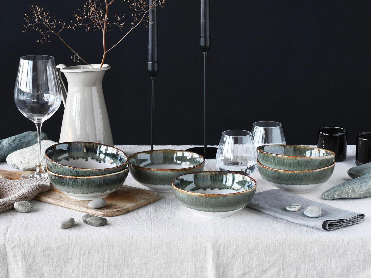 SCHÜSSELSET Cascade 6-teilig  - Weiß/Grau, Design, Keramik - Creatable
