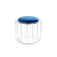 BEISTELLTISCH in Metall, Kunststoff, Glas, Textil, Holzwerkstoff 50/50/45 cm  - Silberfarben/Dunkelblau, Basics, Glas/Holzwerkstoff (50/50/45cm) - Kayoom