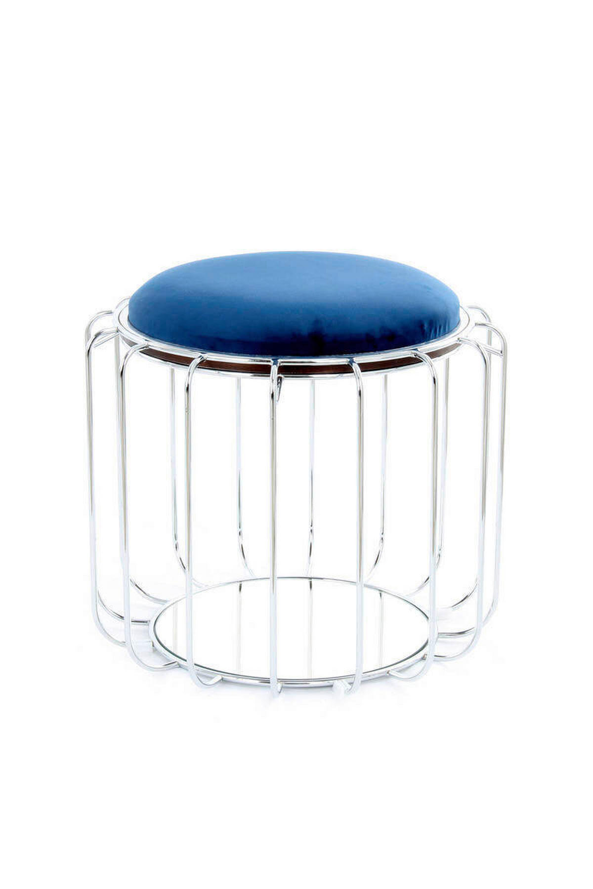 BEISTELLTISCH in Metall, Kunststoff, Glas, Textil, Holzwerkstoff 50/50/45 cm  - Silberfarben/Dunkelblau, Basics, Glas/Holzwerkstoff (50/50/45cm) - Kayoom