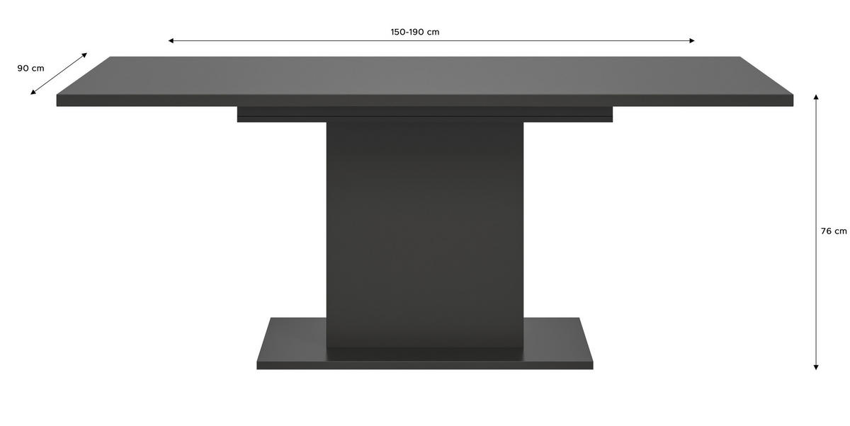 AUSZIEHTISCH Grau rechteckig  ausziehbar  - Grau, KONVENTIONELL, Holzwerkstoff (150-190/76/90cm)