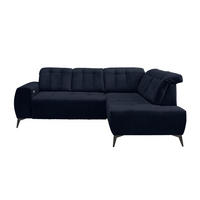 ECKSOFA Dunkelblau Mikrofaser  - Schwarz/Dunkelblau, MODERN, Textil/Metall (261/200cm) - Livetastic