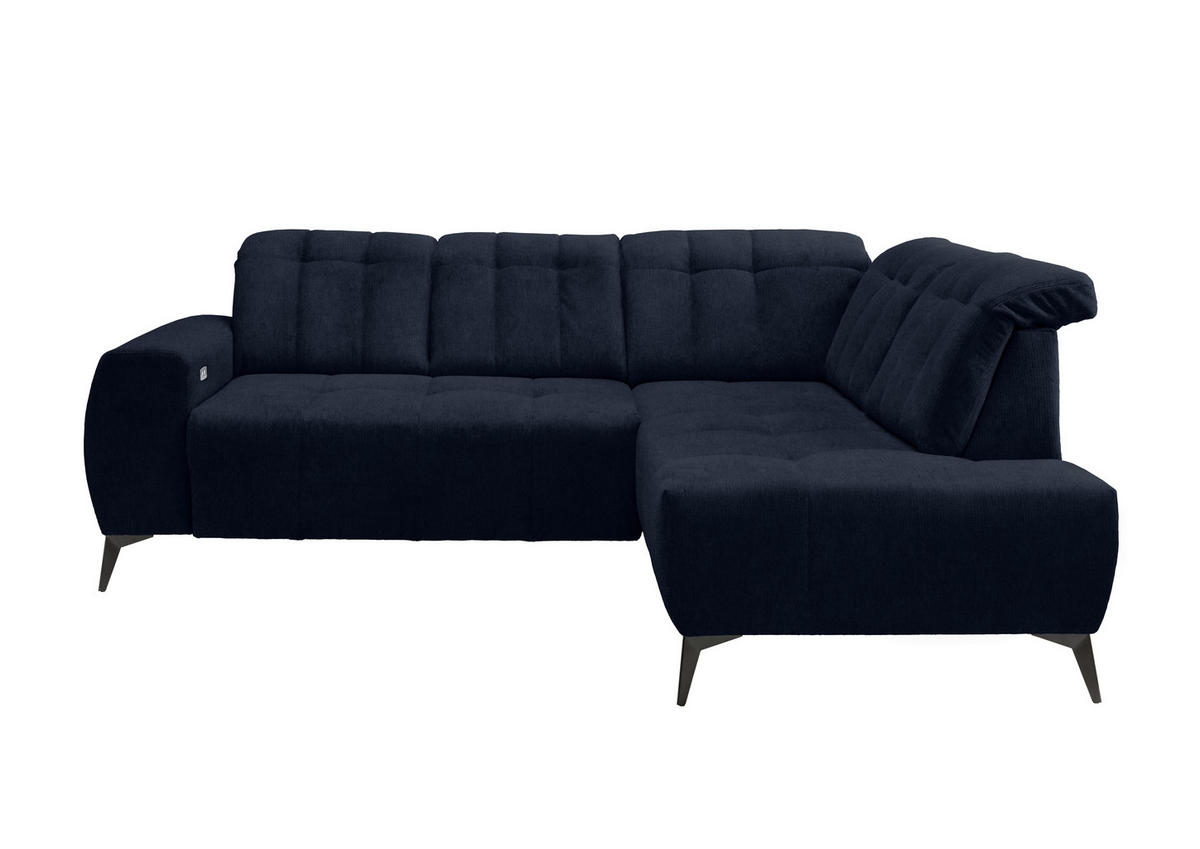 ECKSOFA Dunkelblau Mikrofaser  - Schwarz/Dunkelblau, MODERN, Textil/Metall (261/200cm) - Livetastic