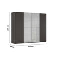 SCHWEBETÜRENSCHRANK 271/235/68 cm 4-türig Graphitfarben, Weiß  - Chromfarben/Graphitfarben, KONVENTIONELL, Glas/Holzwerkstoff (271/235/68cm) - Novel