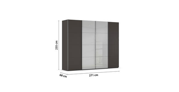 SCHWEBETÜRENSCHRANK 271/235/68 cm 4-türig Graphitfarben, Weiß  - Chromfarben/Graphitfarben, KONVENTIONELL, Glas/Holzwerkstoff (271/235/68cm) - Novel