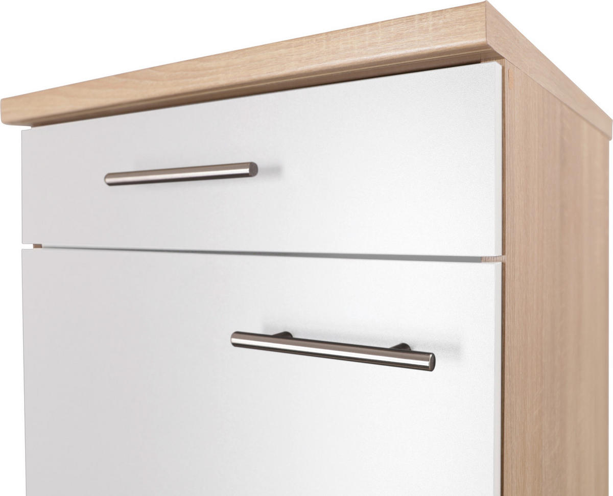 KÜCHENUNTERSCHRANK 50/84,8/60 cm  in Weiß, Eichefarben  - Eichefarben/Silberfarben, Basics, Holzwerkstoff/Metall (50/84,8/60cm) - Respekta