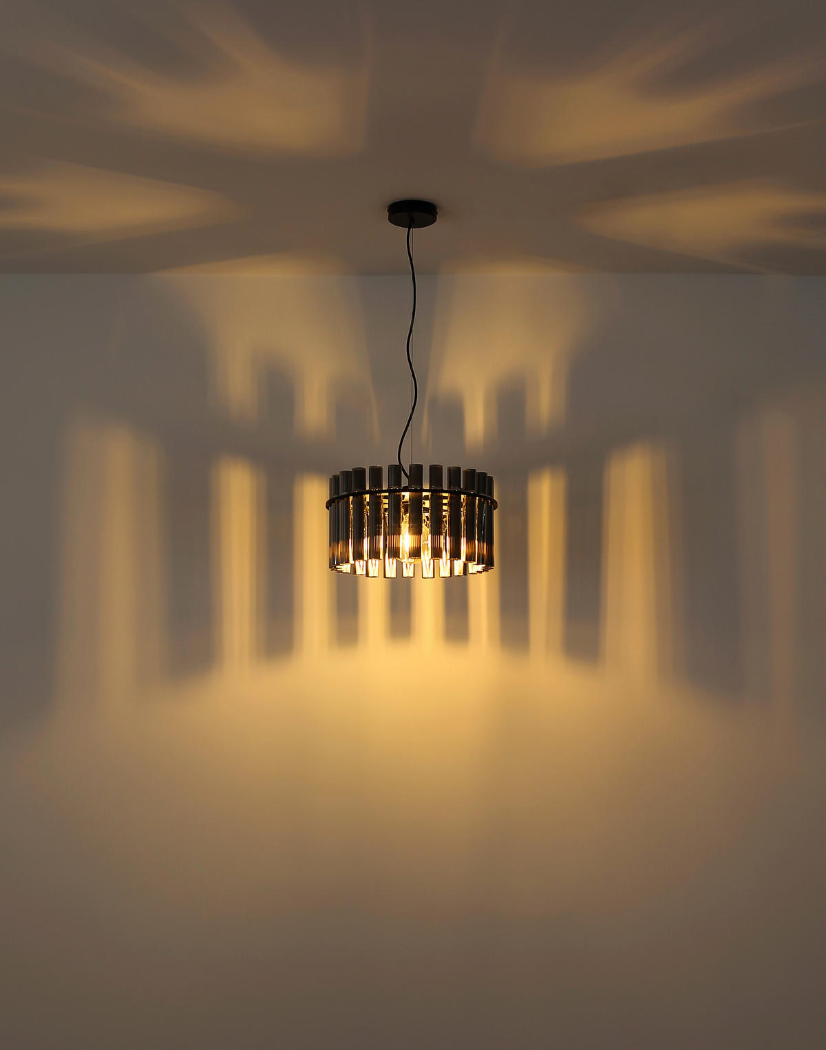 HÄNGELEUCHTE 38/120 cm  - Schwarz/Grau, Design, Glas/Kunststoff (38/120cm) - Globo