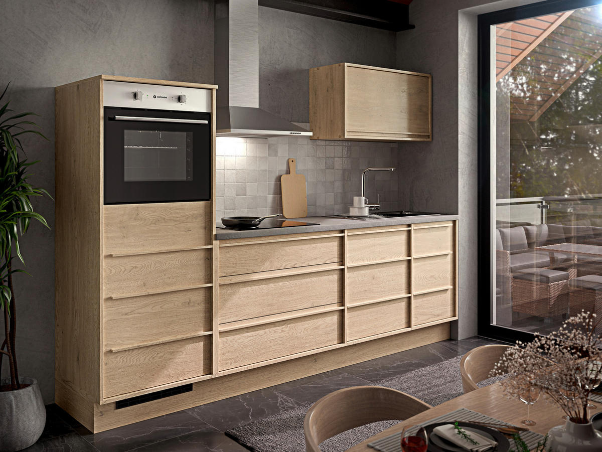 KÜCHENBLOCK 264 cm   in Eichefarben  - Eichefarben/Anthrazit, Trend, Holzwerkstoff/Kunststoff (264cm) - P & B