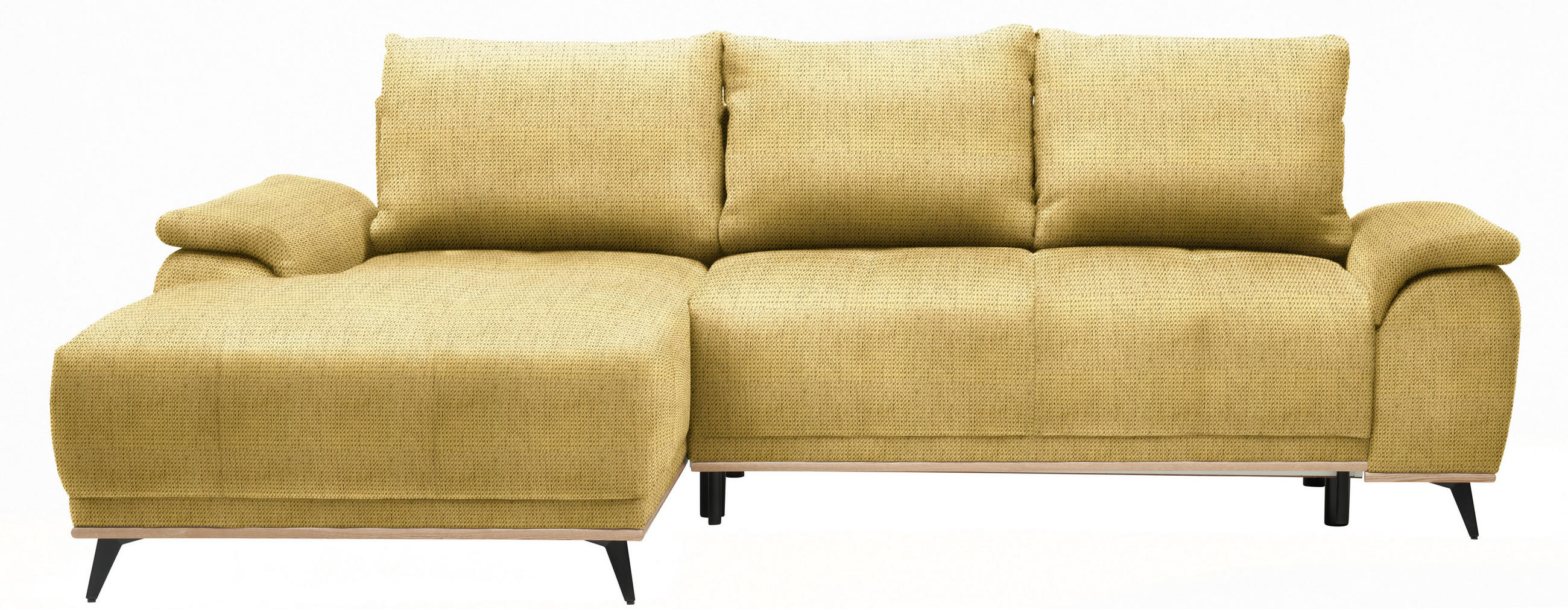 ECKSOFA in Chenille Goldfarben  - Goldfarben/Schwarz, MODERN, Textil/Metall (168/262cm) - home24