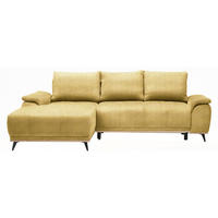ECKSOFA in Chenille Goldfarben  - Goldfarben/Schwarz, MODERN, Textil/Metall (168/262cm) - home24