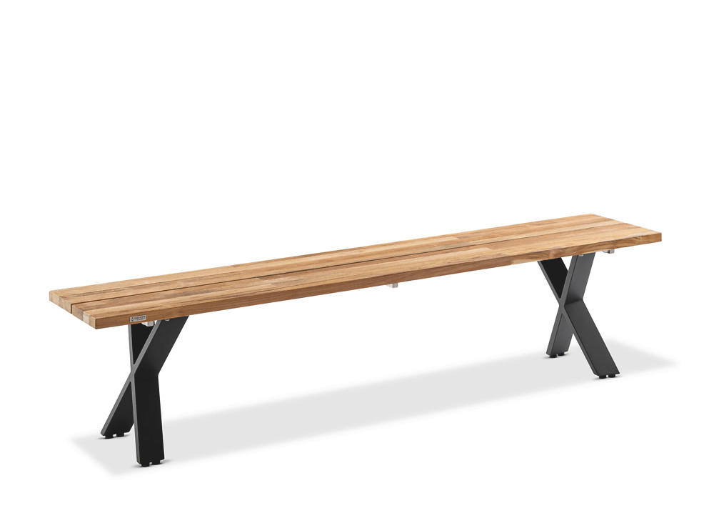 GARTENBANK 200/46/40 cm  in Teakfarben  - Anthrazit/Teakfarben, Design, Holz/Metall (200/46/40cm)