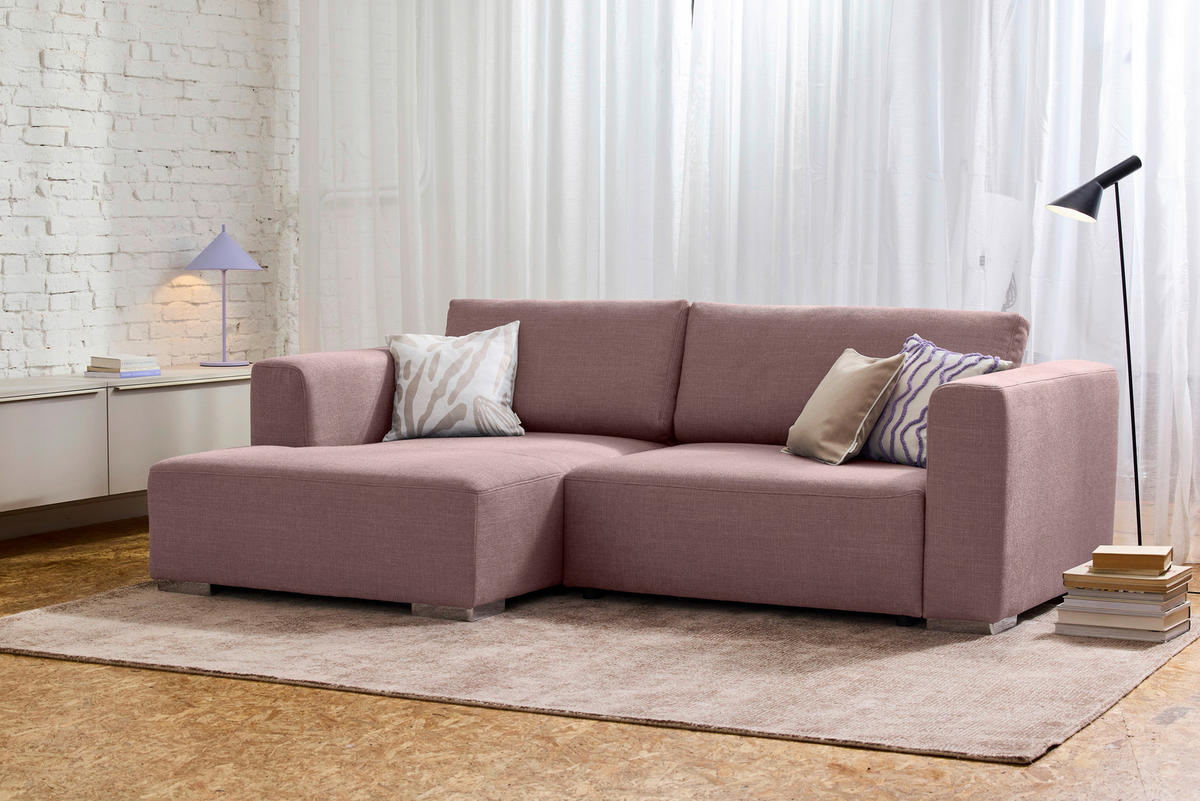 ECKSOFA inkl. Funktion Heaven Dunkelrosa Flachgewebe  - Chromfarben/Dunkelrosa, KONVENTIONELL, Textil/Metall (162/242cm) - Tom Tailor