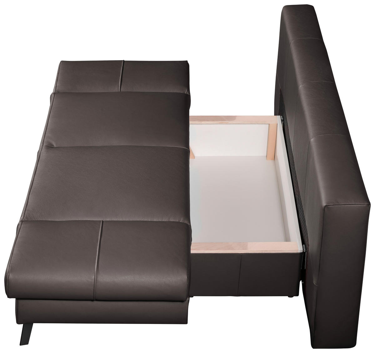 SCHLAFSOFA in Echtleder Dunkelbraun  - Dunkelbraun/Schwarz, Design, Leder/Metall (200/85/90cm) - Novel