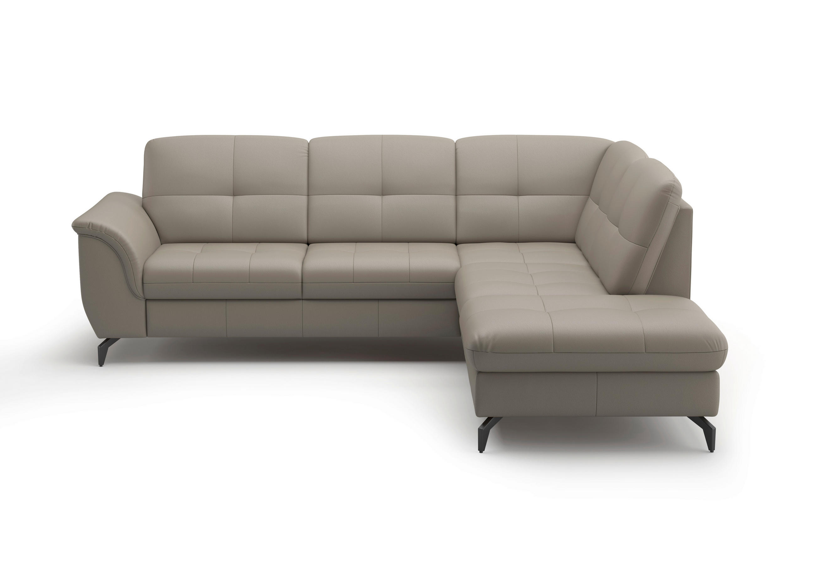 ECKSOFA in Vliesstoff Kombination Echtleder/Stoff Grau  244/212 cm  - Schwarz/Grau, MODERN, Leder/Textil (244/212cm) - Sit & More