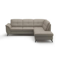 ECKSOFA ZORA E Grau Kombination Echtleder/Stoff Vliesstoff  - Schwarz/Grau, MODERN, Leder/Textil (244/212cm) - Sit & More