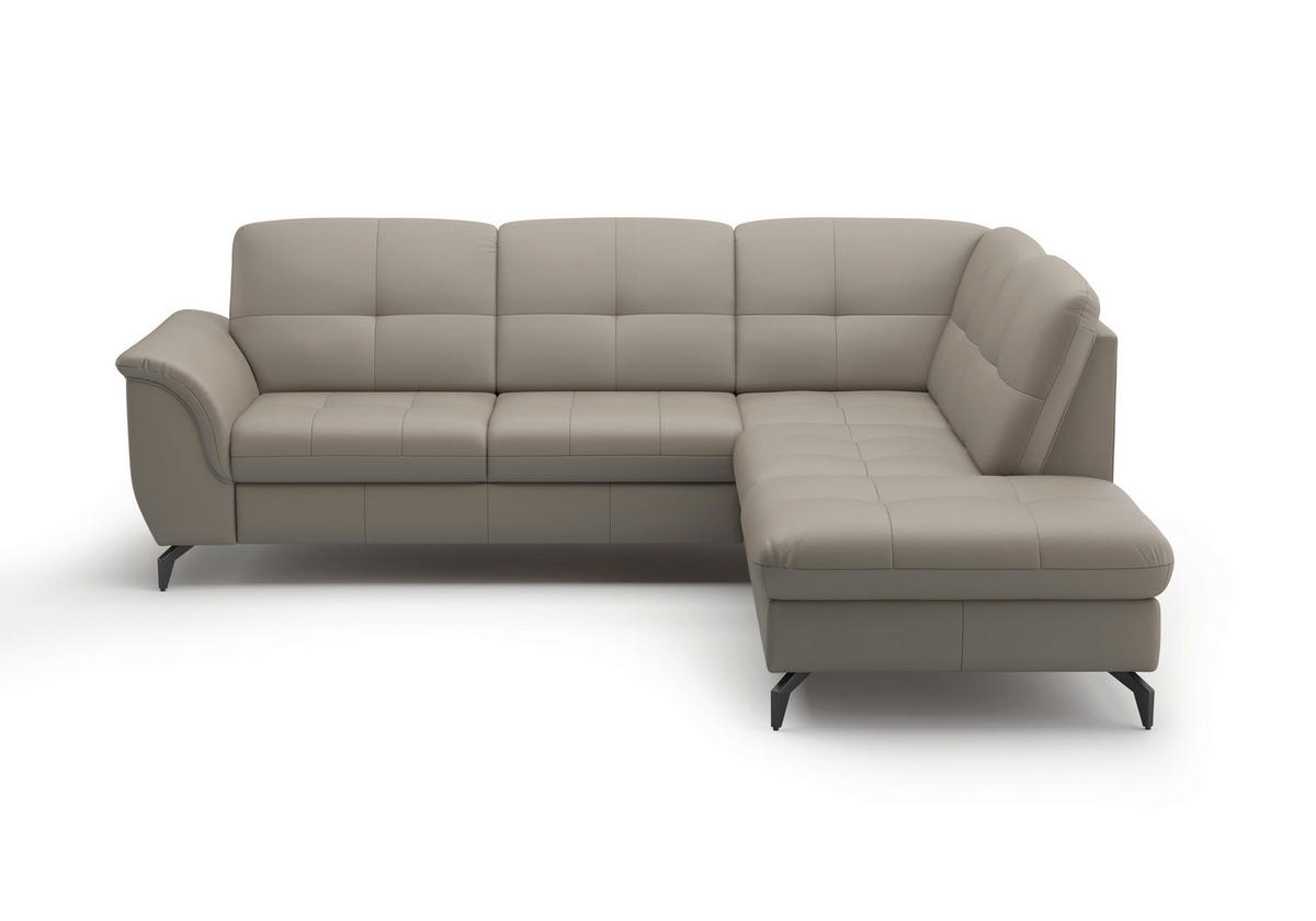 ECKSOFA in Echtleder Grau  244/212 cm  - Schwarz/Grau, MODERN, Leder/Metall (244/212cm) - Sit & More