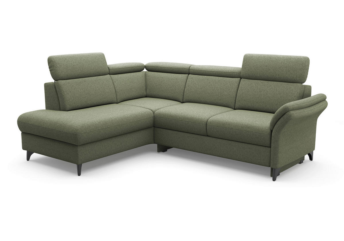 ECKSOFA GLENDALE E Olivgrün Flachgewebe  - Schwarz/Olivgrün, KONVENTIONELL, Textil/Metall (193/247cm) - Sit & More