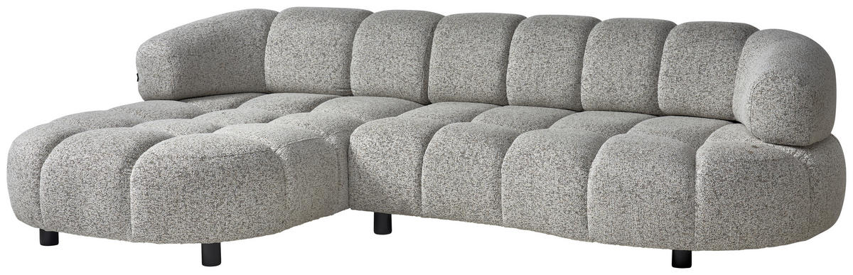 ECKSOFA in Webstoff Greige  - Greige/Schwarz, Design, Holz/Textil (183/284cm) - Welnova