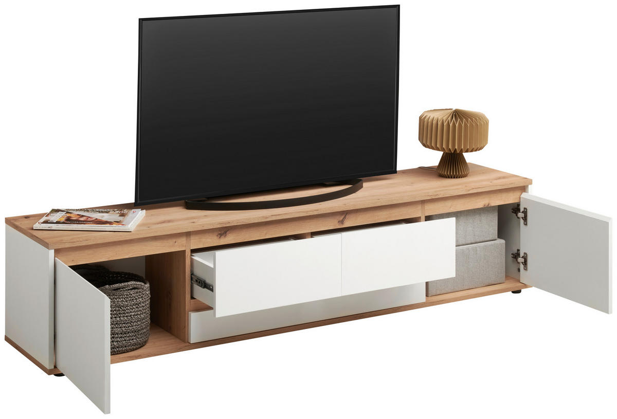 LOWBOARD  in 180/50/42 cm  - Schwarz/Weiß, MODERN, Holzwerkstoff (180/50/42cm) - Carryhome