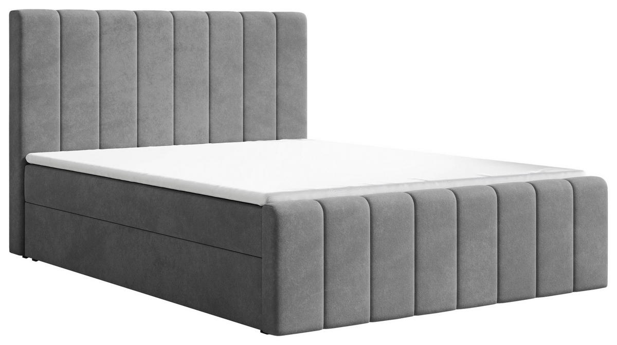 BOXBETT 140/200 cm,  in Graphitfarben, Bettkasten, Topper, H2 + H3 = mittel + fest  - Graphitfarben/Schwarz, MODERN, Holz/Kunststoff (140/200cm) - MID.YOU