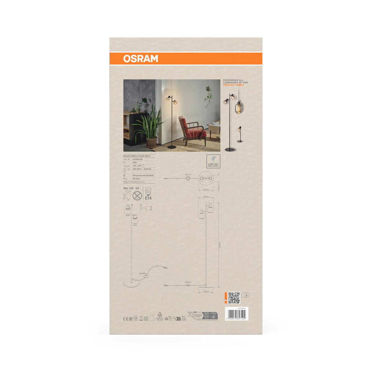 STEHLEUCHTE 24/140 cm    - Schwarz, Basics, Glas/Metall (24/140cm) - Osram