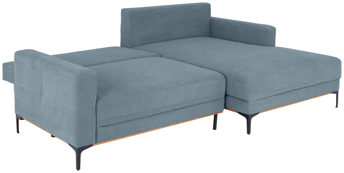 ECKSOFA in Hellblau  - Schwarz/Hellblau, Modern, Textil/Metall (238/162cm) - Ondega