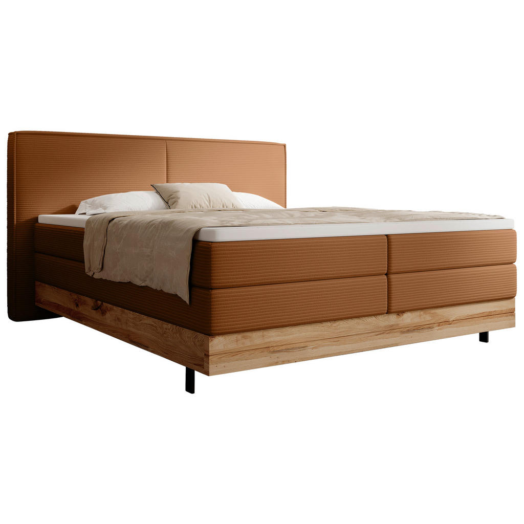 Thumbnail - Valnatura Boxspringbett, Braun, Textil, Eiche, massiv, H2 + H3, 7-Zonen, Höhe ca. 17,5 cm, 160x200 cm, Fsc, Made in EU, ...