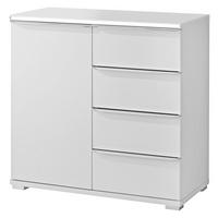 KOMMODE , 80/80/40 cm, 4 Schublade(n)  - Alufarben/Weiß, Basics, Glas/Holzwerkstoff (80/80/40cm) - Moderano