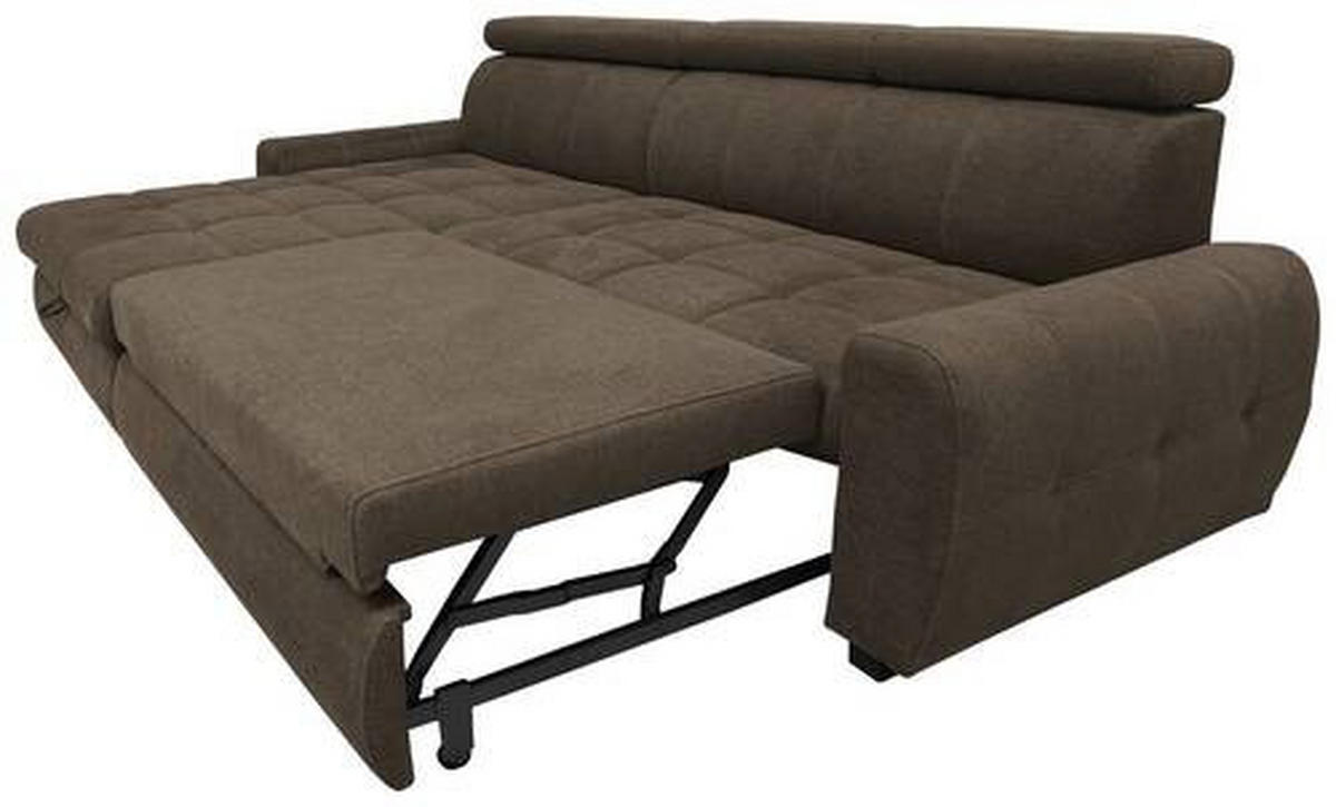 ECKSOFA in Webstoff Dunkelbraun  - Weiss/Dunkelbraun, Design, Kunststoff/Textil (276/173cm) - Stylife