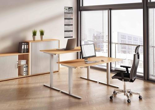 SCHREIBTISCH 180/80/72-119 cm  in Nussbaumfarben  - Silberfarben/Nussbaumfarben, KONVENTIONELL, Holzwerkstoff/Metall (180/80/72-119cm) - Venda
