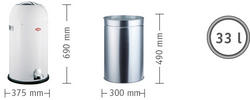 ABFALLSAMMLER KICKMASTER 33 L  - Graphitfarben/Schwarz, Basics, Kunststoff/Metall (37,5/69cm) - Wesco