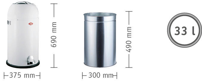 ABFALLSAMMLER KICKMASTER 33 L  - Schwarz, Basics, Kunststoff/Metall (37,5/69cm) - Wesco