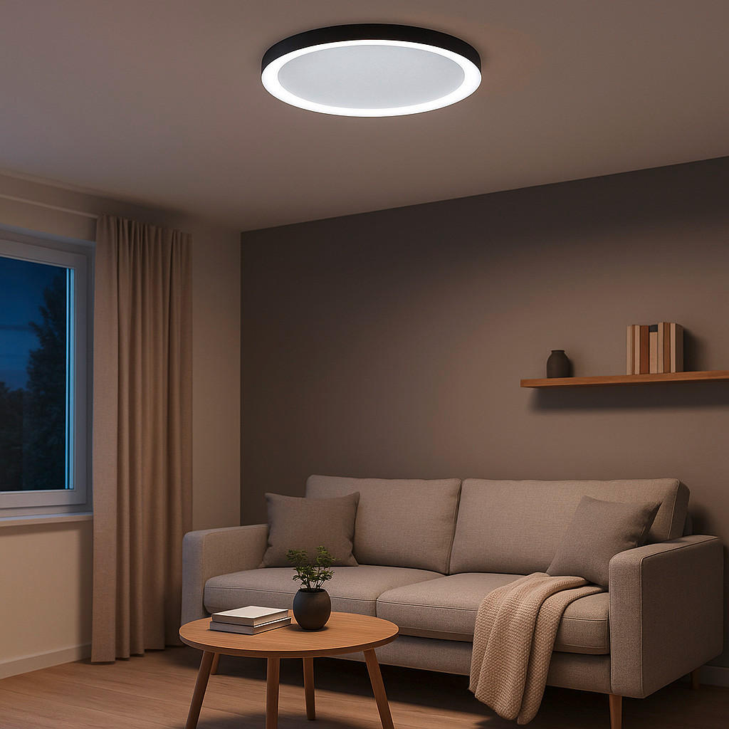 LED-DECKENLEUCHTE 42/4 cm   - Schwarz, KONVENTIONELL, Kunststoff/Metall (42/4cm) - Brilliant