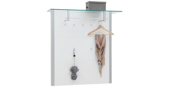 GARDEROBENPANEEL in 112/117/33 cm - Alufarben/Weiß, Design, Glas/Holzwerkstoff (112/117/33cm) - Dieter Knoll