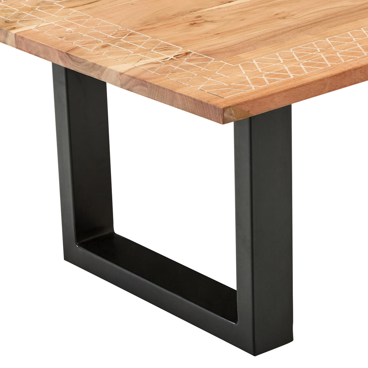 COUCHTISCH Akazie Hartholz rechteckig Schwarz, Akaziefarben  - Schwarz/Akaziefarben, Natur, Holz/Metall (110/70/45cm) - Livetastic