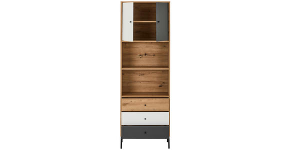 BEISTELLREGAL 60/180/30 cm  - Eichefarben/Schwarz, Design, Holzwerkstoff/Metall (60/180/30cm) - Carryhome