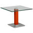 BEISTELLTISCH in Metall, Glas 60/60/46-65 cm - Edelstahlfarben/Rot, Design, Glas/Kunststoff (60/60/46-65cm) BEISTELLTISCH in Metall, Glas 60/60/46-65 cm - Edelstahlfarben/Rot, Design, Glas/Kunststoff (60/60/46-65cm)