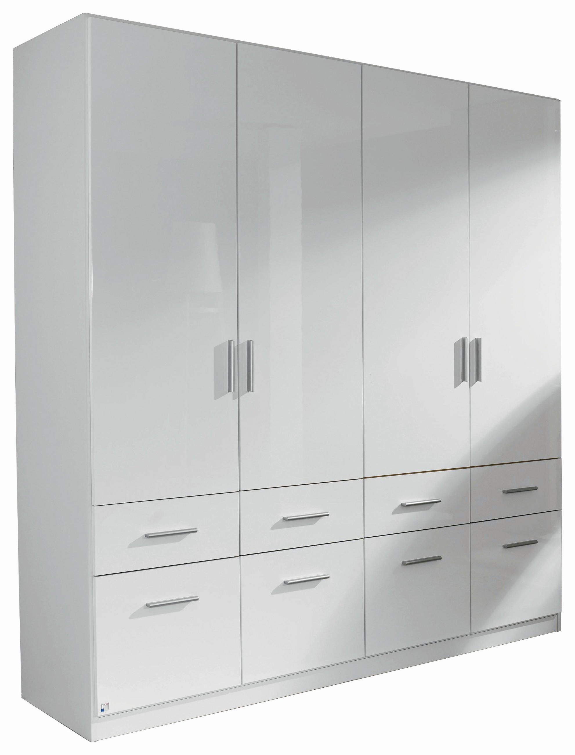 GARDEROB MED GÅNGJÄRN 181/197/54 cm 4-dörrar - vit/aluminiumfärg, Design, trämaterial/plast (181/197/54cm) - Carryhome