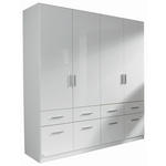 DREHTÜRENSCHRANK 181/197/54 cm 4-türig  - Weiß Hochglanz/Alufarben, Design, Holzwerkstoff/Kunststoff (181/197/54cm) - Carryhome