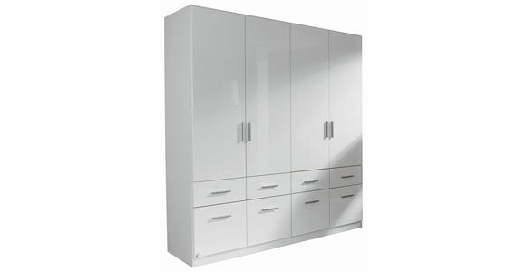 DREHTÜRENSCHRANK 181/197/54 cm 4-türig  - Weiß Hochglanz/Alufarben, Design, Holzwerkstoff/Kunststoff (181/197/54cm) - Carryhome