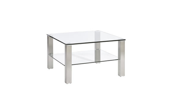 COUCHTISCH in Metall, Glas 75/75/43 cm  - Klar/Silberfarben, Design, Glas/Metall (75/75/43cm) - Novel