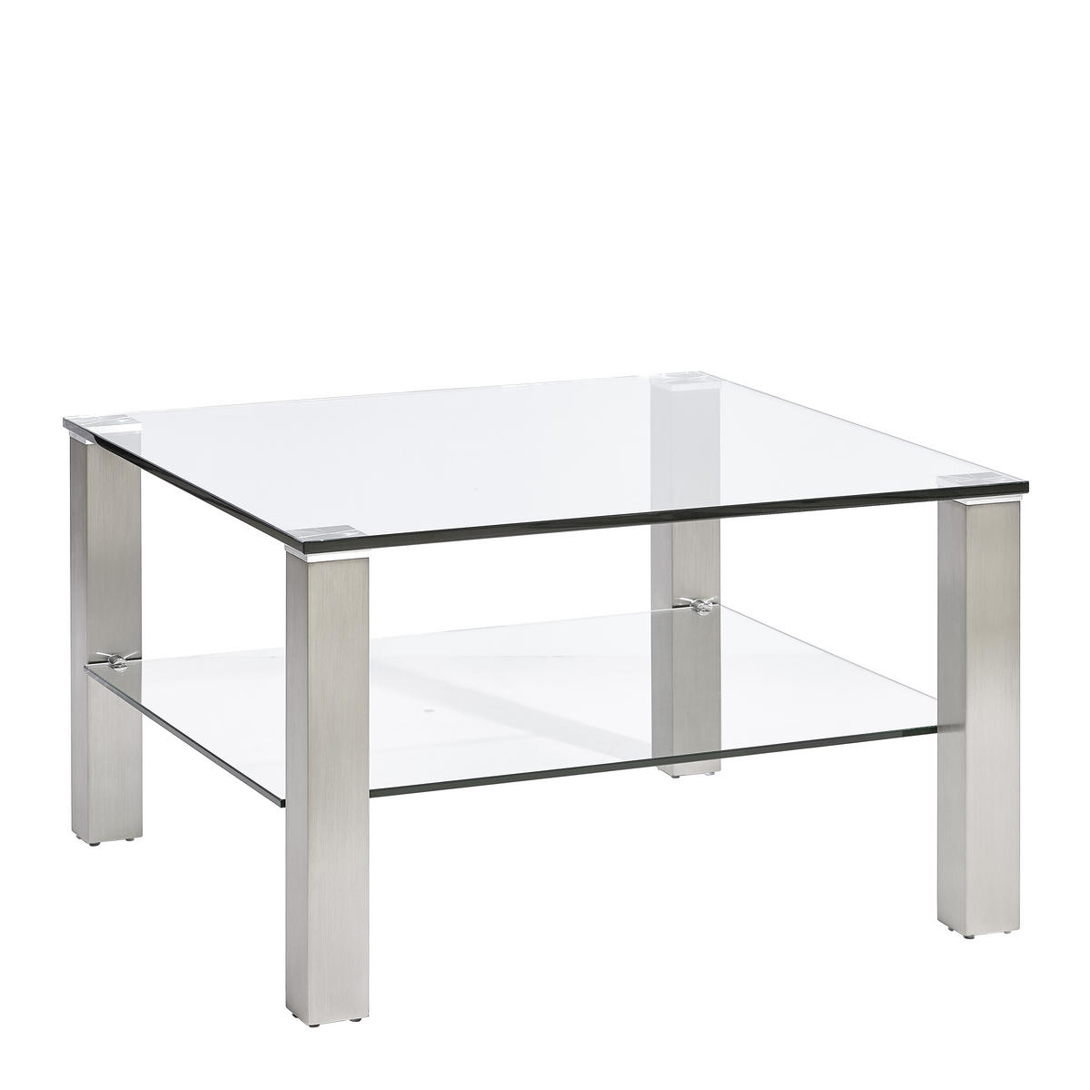 DOHÁNYZÓASZTAL fém, Üveg 75/75/43 cm   - ezüst/átlátszó, Design, Üveg/fém (75/75/43cm) - Novel