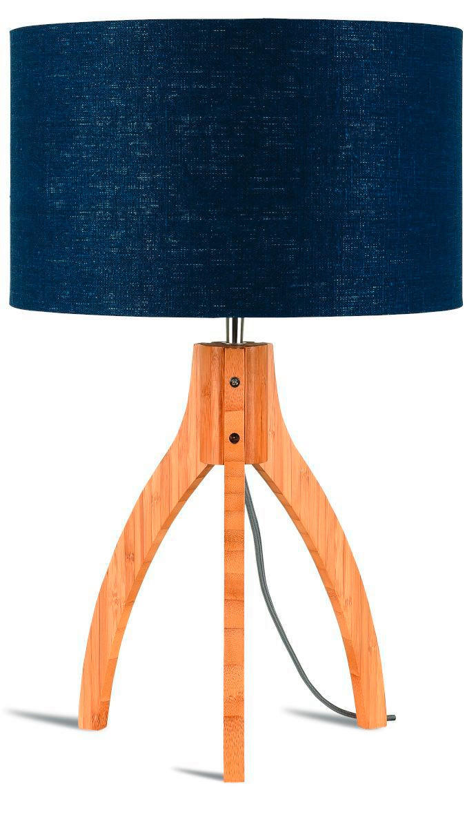 TISCHLEUCHTE GOOD&MOJO  36/54 cm   - Blau/Naturfarben, Trend, Holz/Textil (36/54cm) - Good & Mojo