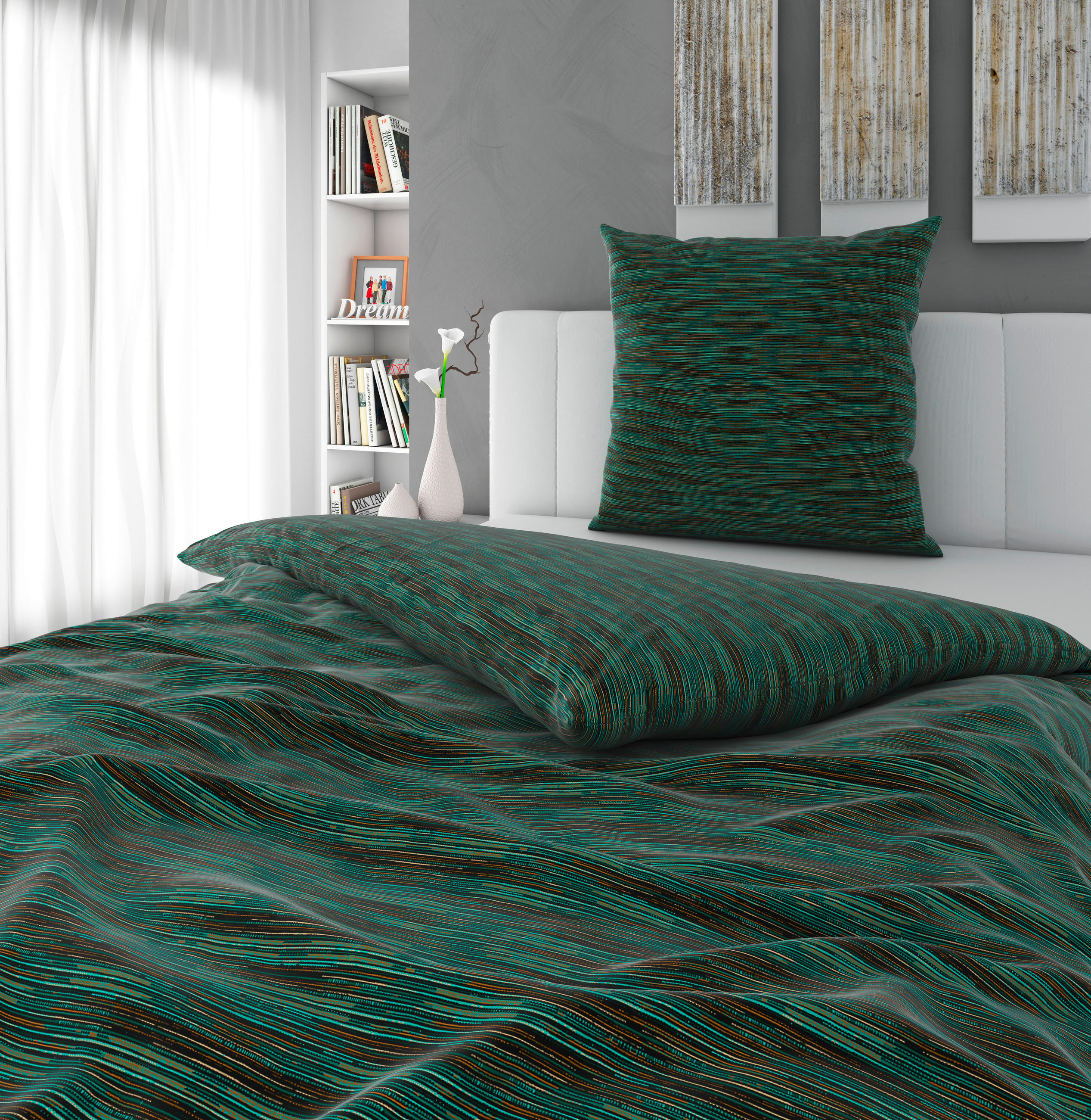 BETTWÄSCHE Satin 135/200 cm  - Grün, KONVENTIONELL, Textil (135/200cm) - Bio:Vio