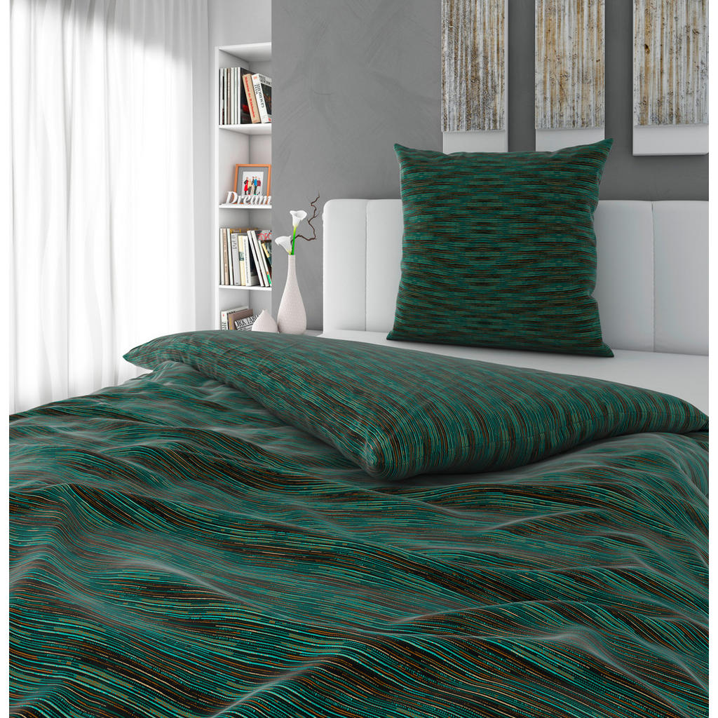 Thumbnail - Bio:Vio Bettwäsche, Grün, Textil, Graphik, 135x200 cm, Grüner Punkt, Gots, Hohenstein, Oeko-Tex® Standard 100, atmungsak...