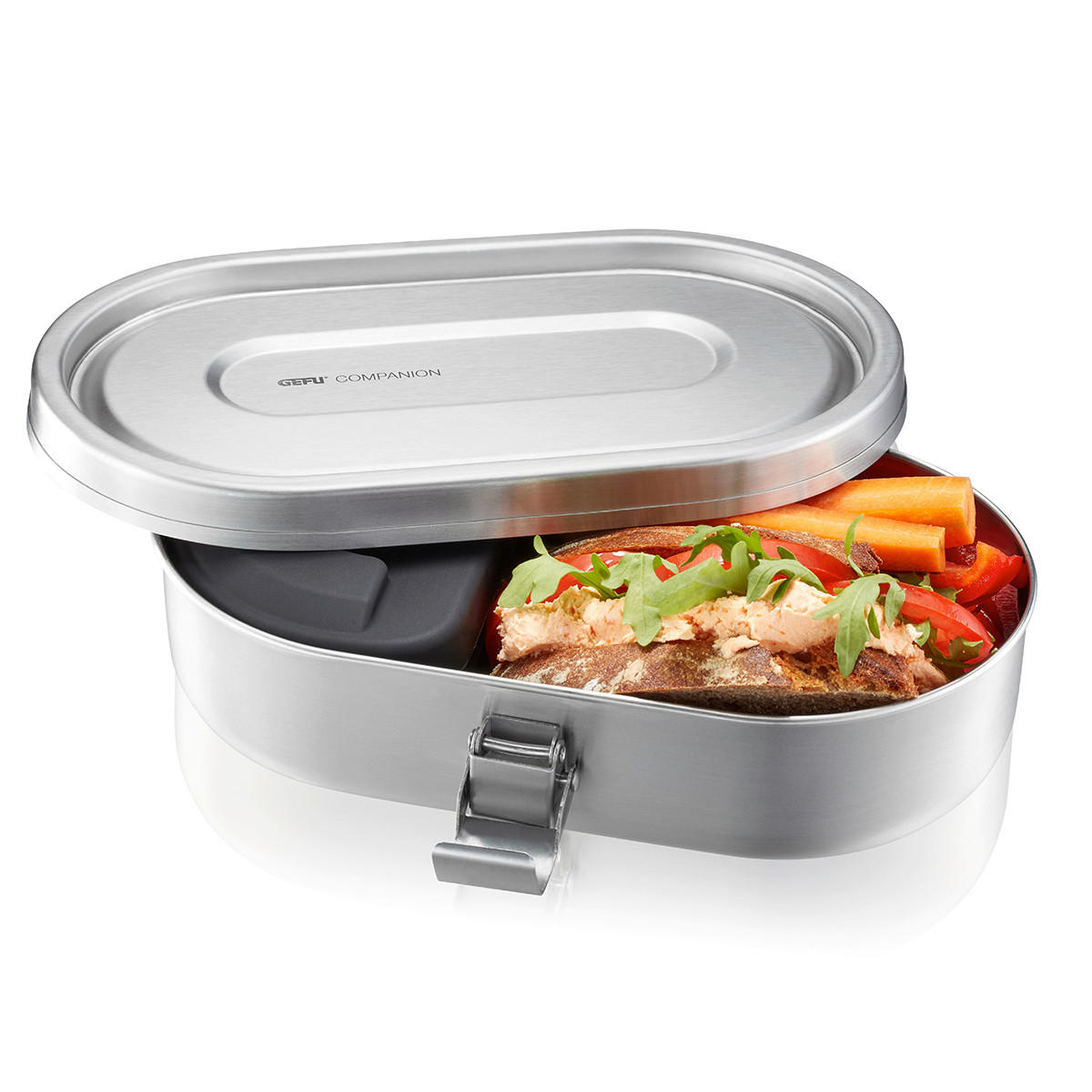 LUNCHBOX - Silberfarben/Schwarz, Basics, Kunststoff/Metall (20/13/5,5cm) - Gefu